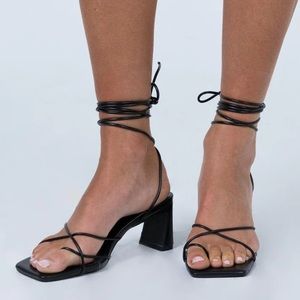 Black Lace Up Calile Heels From Princess Polly | Size 5